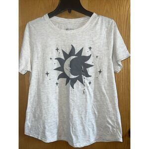 Moon and Sun Graphic Tee NEW size large Mighty Fine Grey Casual Top